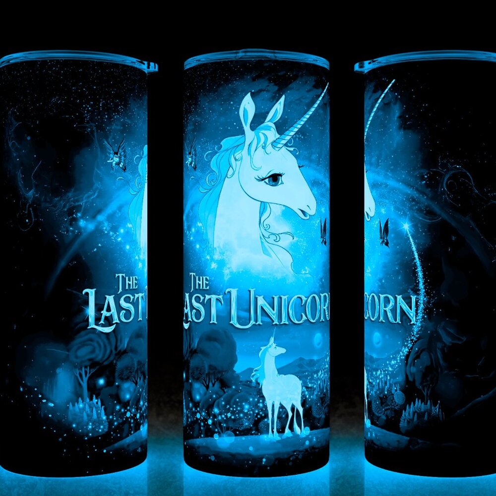 Glow in the Dark The Last Unicorn 80s Cartoon Movie Cup Mug Tumbler